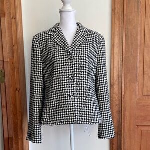 EMMA JAMES Classic Houndstooth Tweed Black and White Blazer 8